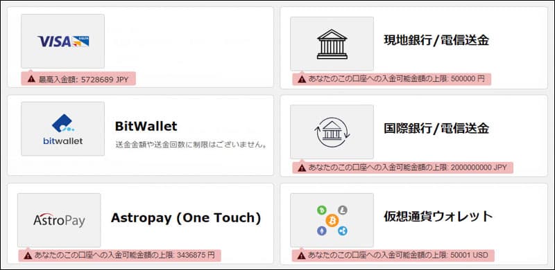 入金限度額
