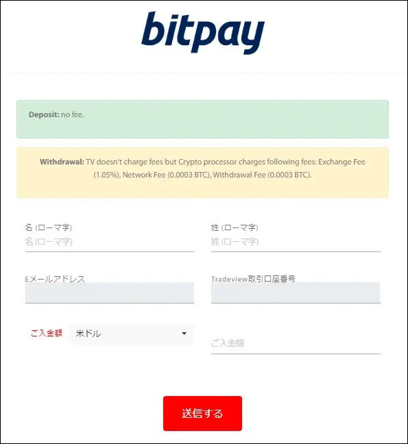 必要事項と入金額を入力