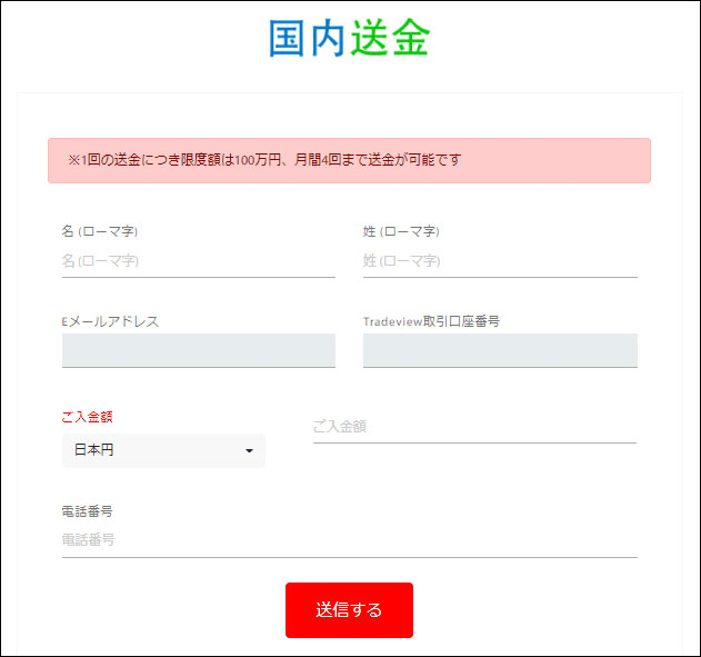 氏名や入金額を入力